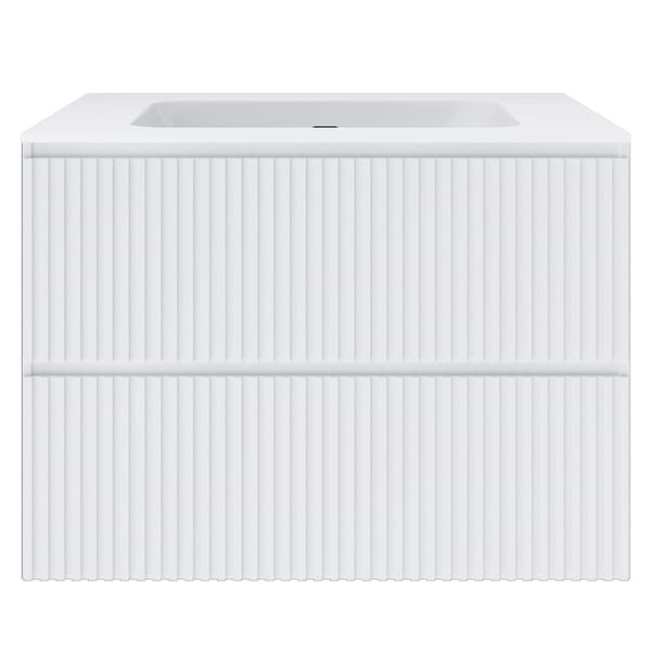 Linear White 30" Single Vanity with Integrated White Solid Surface Top