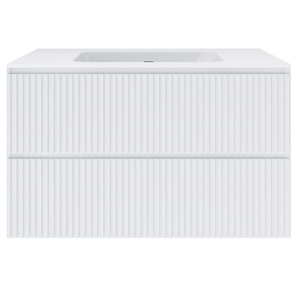 Linear White 36" Single Vanity with Integrated White Solid Surface Top