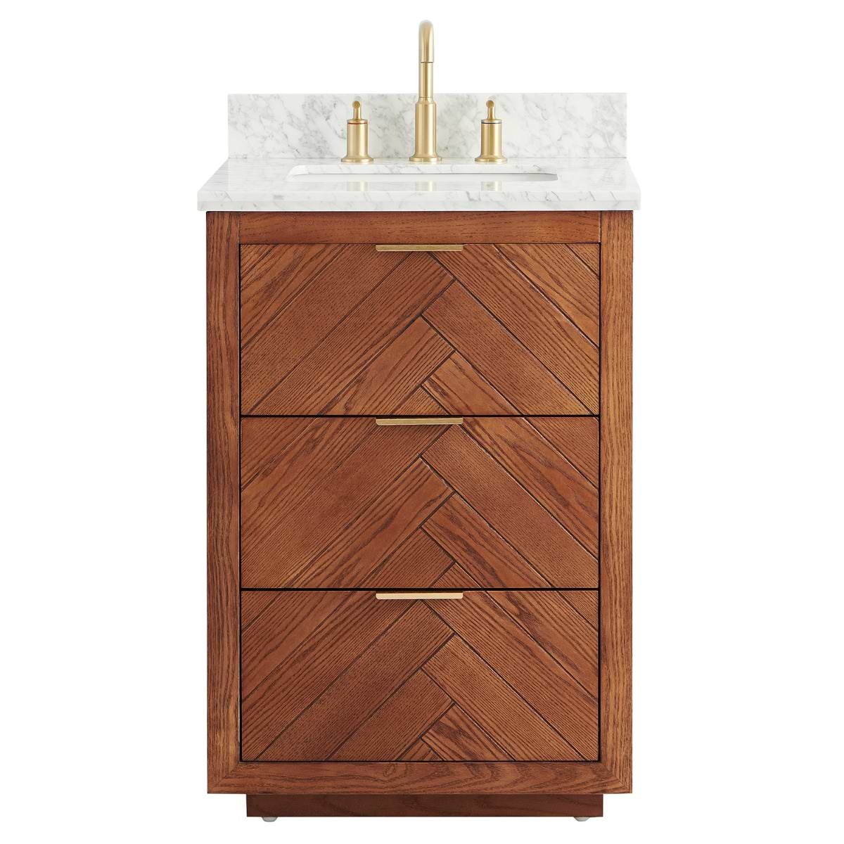 Marilyn Woodgrain 24" Single Vanity with Carrara Marble Top