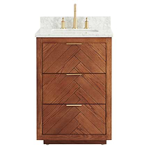 Marilyn Woodgrain 24" Single Vanity with Carrara Marble Top