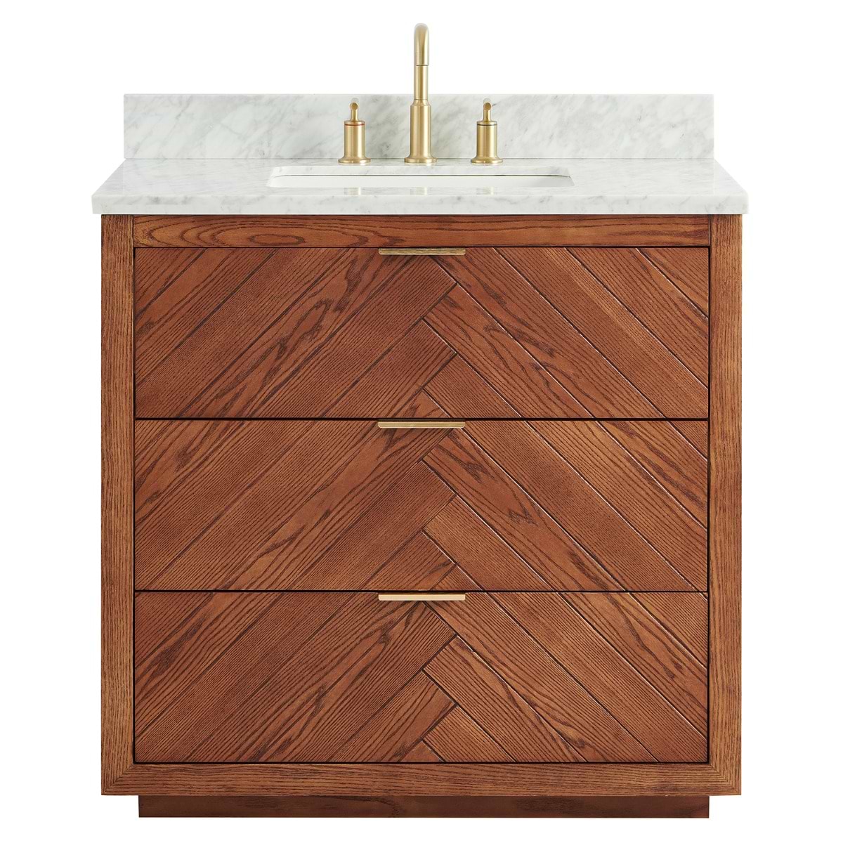 Marilyn Woodgrain 36" Single Vanity with Carrara Marble Top