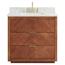 Marilyn Woodgrain 36" Single Vanity with Carrara Marble Top
