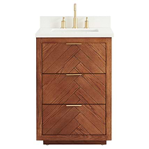 Marilyn Woodgrain 24" Single Vanity with Pure White Quartz Top