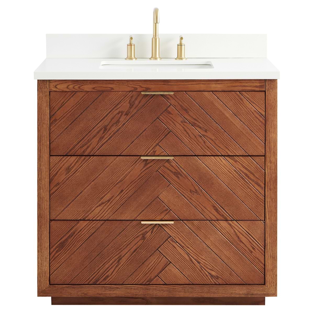 Marilyn Woodgrain 36" Single Vanity with Pure White Quartz Top
