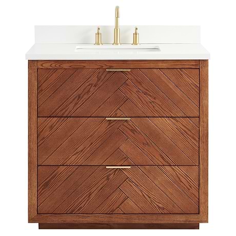 Marilyn Woodgrain 36" Single Vanity with Pure White Quartz Top