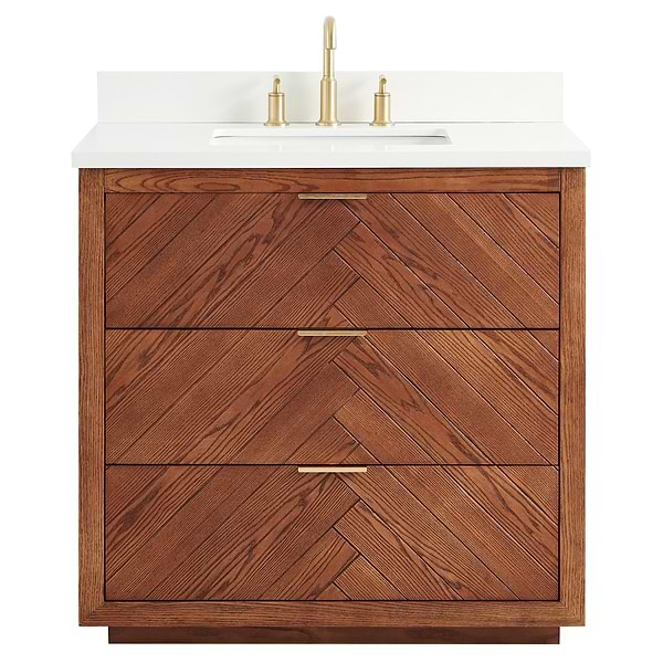 Marilyn Woodgrain 36" Single Vanity with Pure White Quartz Top