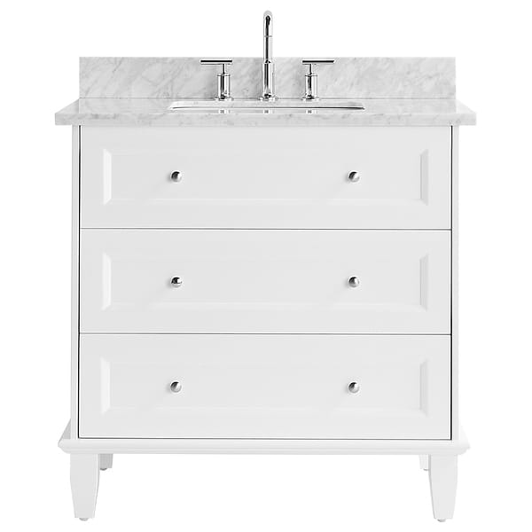 Nora White 36" Single Vanity with Carrara Marble Top