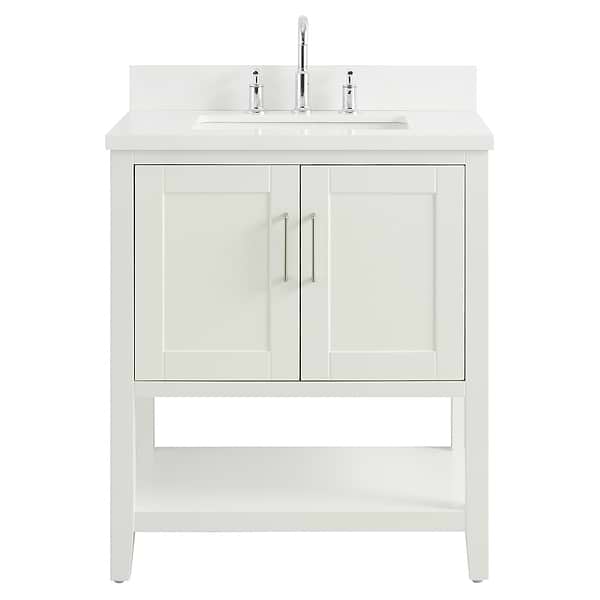 Sheraton 30" White Vanity with Pure White Quartz Top and Ceramic Basin