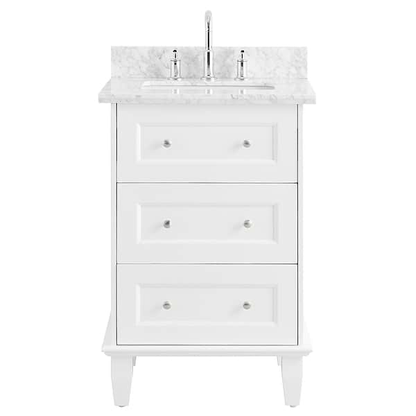 Nora White 24" Single Vanity with Carrara Marble Top