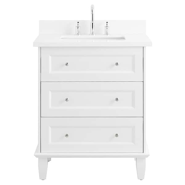 Nora White 30" Single Vanity with Pure White Quartz Top