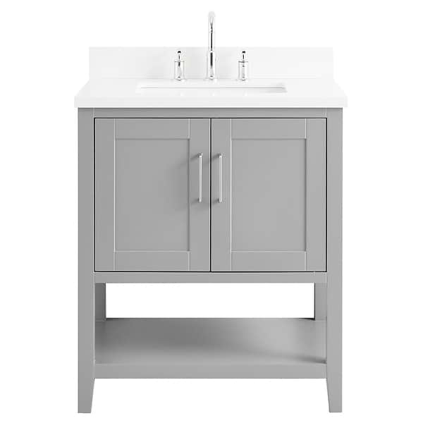 Sheraton 30" Gray Vanity with Pure White Quartz Top and Ceramic Basin