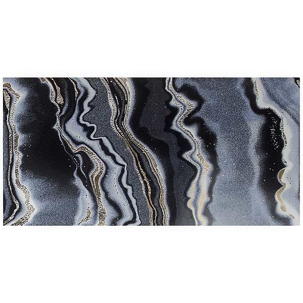Agate Art Night Black 24x48 Artisan Decor Polished Porcelain Tile