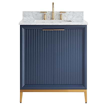 Bungalow Navy and Gold 30" Single Vanity with Carrara Marble Top
