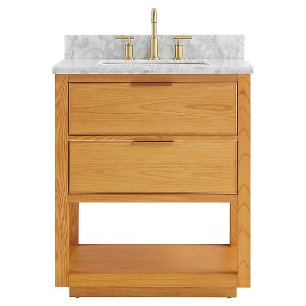 Dayton Woodgrain 30" Single Vanity with Carrara Marble Top