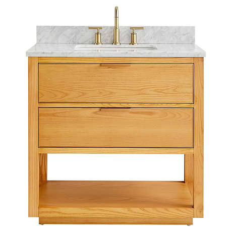 Dayton Woodgrain 36" Single Vanity with Carrara Marble Top