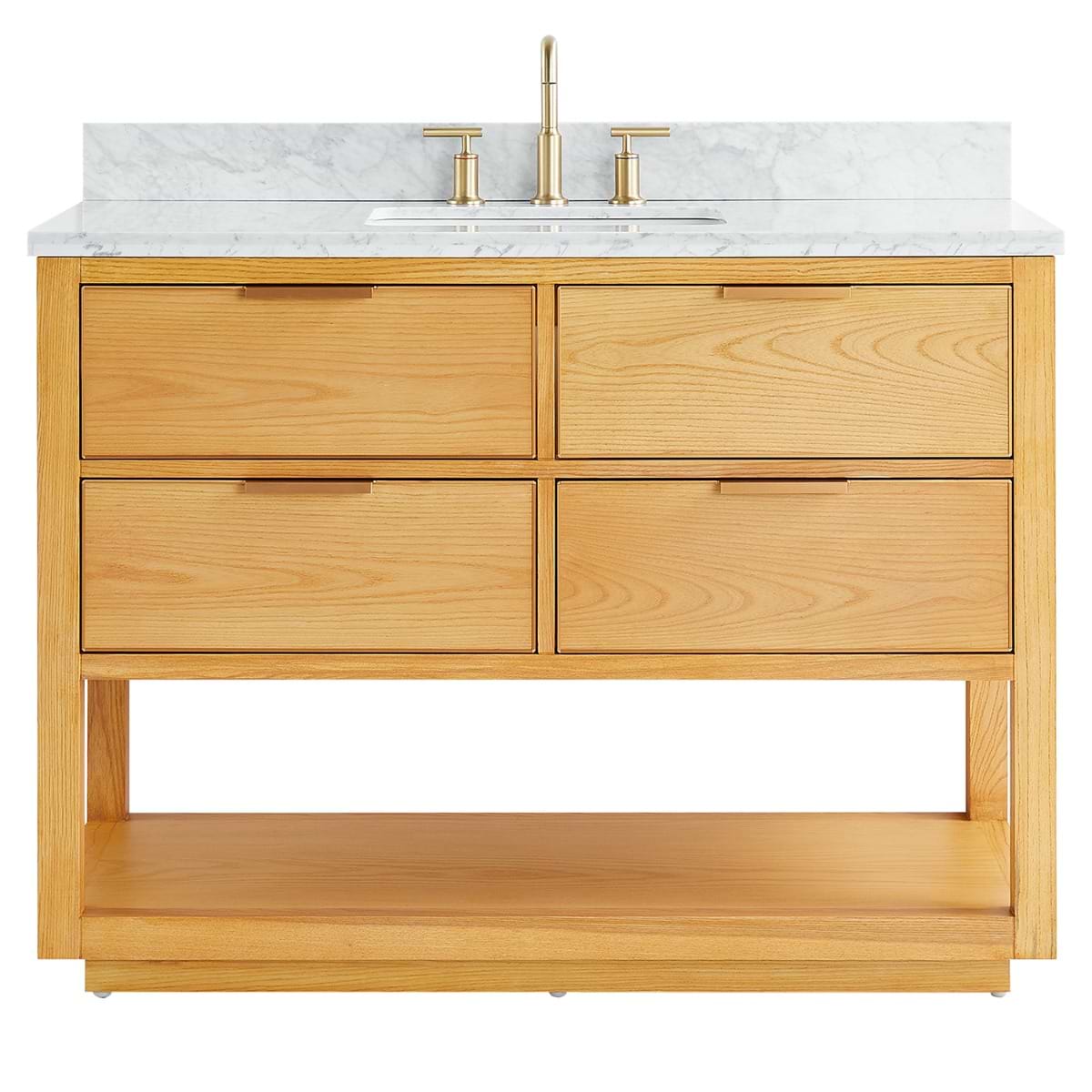 Dayton Woodgrain 48" Single Vanity with Carrara Marble Top