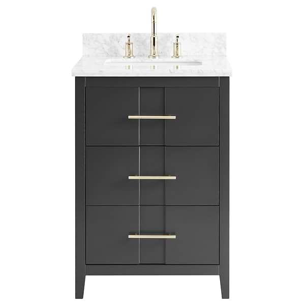 Iconic Charcoal and Gold 24" Single Vanity with Carrara Marble Top