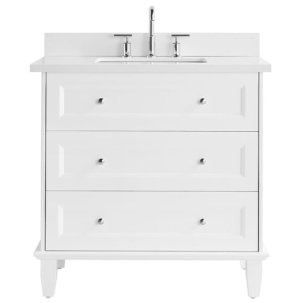 Nora White 36" Single Vanity with Pure White Quartz Top