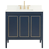 Province Navy and Gold 36" Single Vanity with Pure White Quartz Top; in Style Ideas Classic, Contemporary