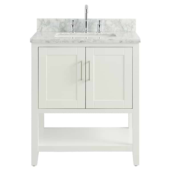 Sheraton 30" White Vanity with Carrara Marble Top and Ceramic Basin