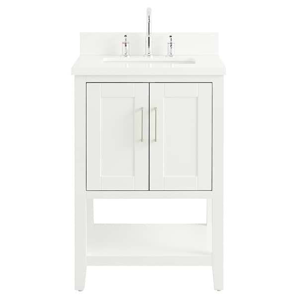 Sheraton 24" White Vanity with Pure White Quartz Top and Ceramic Basin