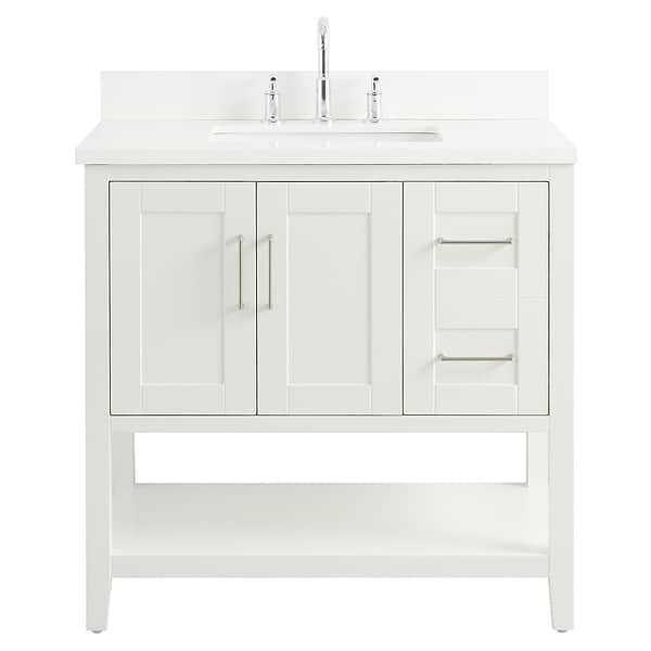 Sheraton 36" White Vanity with Pure White Quartz Top and Ceramic Basin