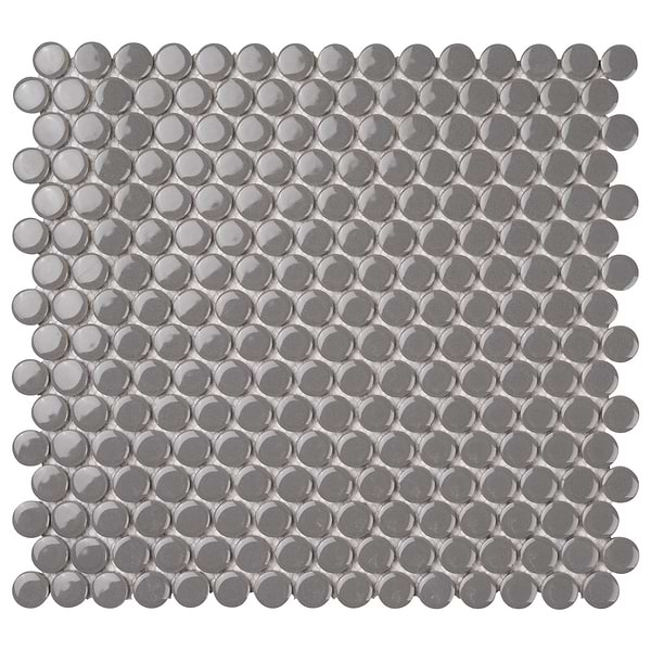 Serenity Dark Gray 1" Penny Round Polished Porcelain Mosaic Tile