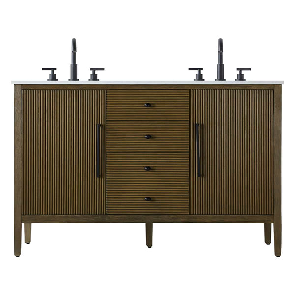 Juelle Hazel Oak 54" Double Vanity with Cultured Marble Top
