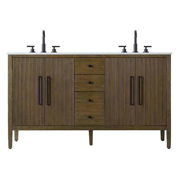 Juelle Hazel Oak 60" Double Vanity with Cultured Marble Top