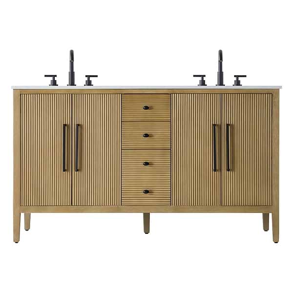 Juelle Honey Oak 60" Double Vanity with Cultured Marble Top