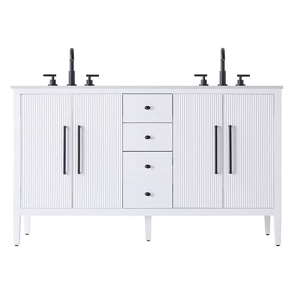Juelle White 60" Double Vanity with Cultured Marble Top