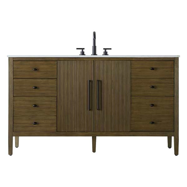 Juelle Hazel Oak 60" Single Vanity with Cultured Marble Top