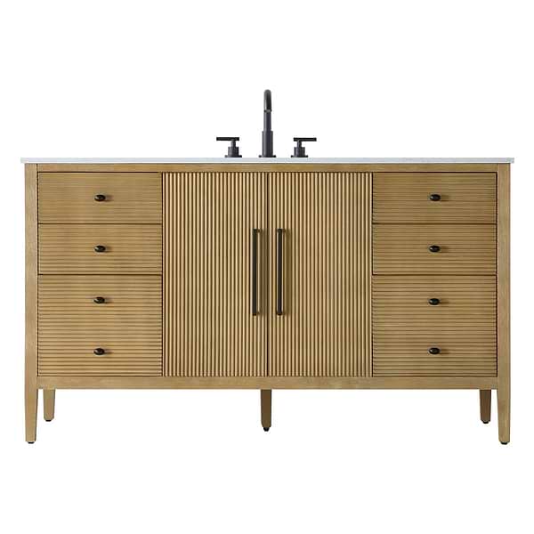 Juelle Honey Oak 60" Single Vanity with Cultured Marble Top