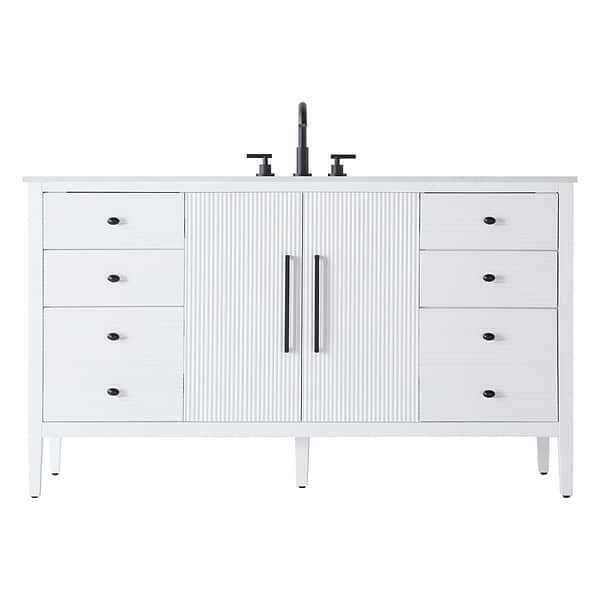 Juelle White 60" Single Vanity with Cultured Marble Top
