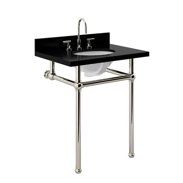 Pierce Polished Nickel 30" Single Console with Oval Sink and Black Granite Top