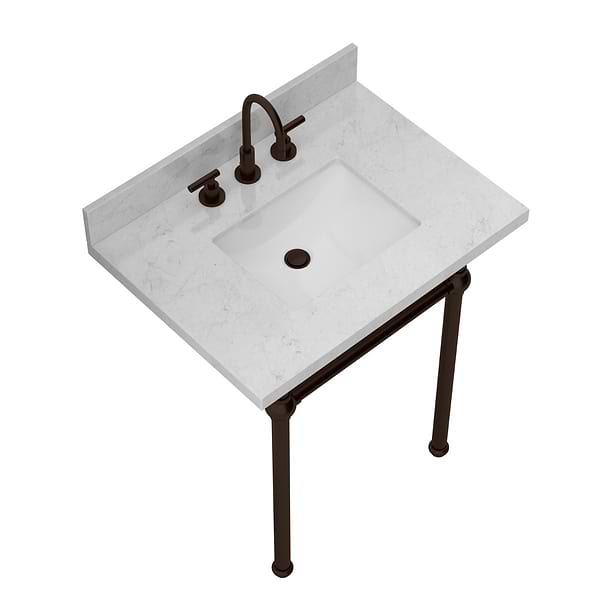 Pierce Oil Rubbed Bronze 30" Single Console with Rectangle Sink and Carrara Marble Top