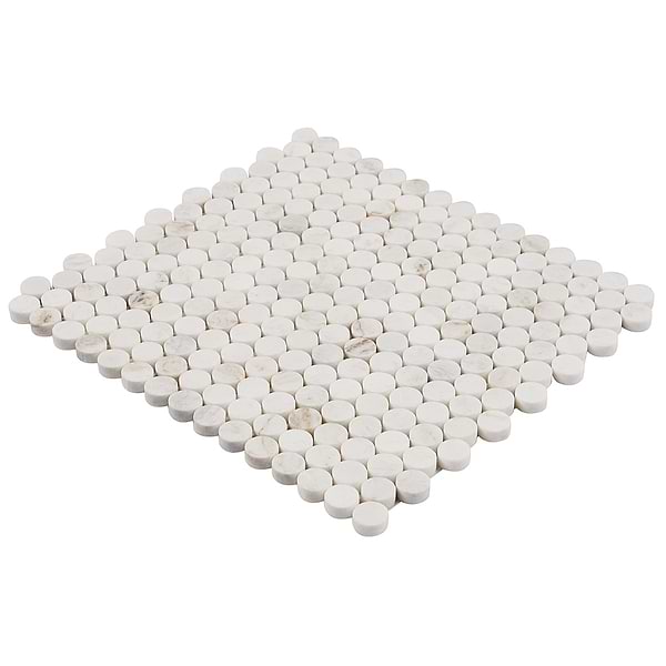 Alaska White 3/4" Penny Round Polished Mosaic Tile