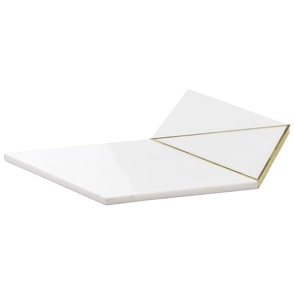 Verin Thassos Polished Marble and Brass 6x6 Mosaic Tile