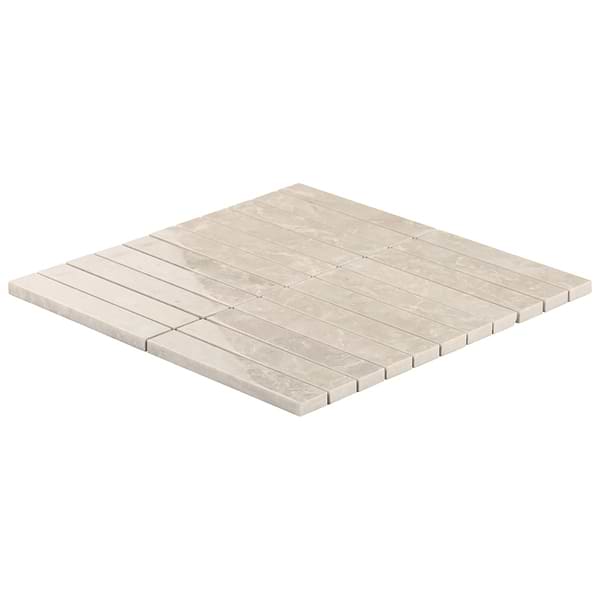 Botticino Extra Light Beige 1x6 Stacked Polished Marble Mosaic Tile
