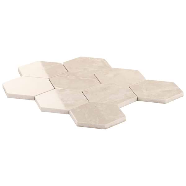 Botticino Extra Light Beige 4” Hexagon Polished Marble Mosaic Tile