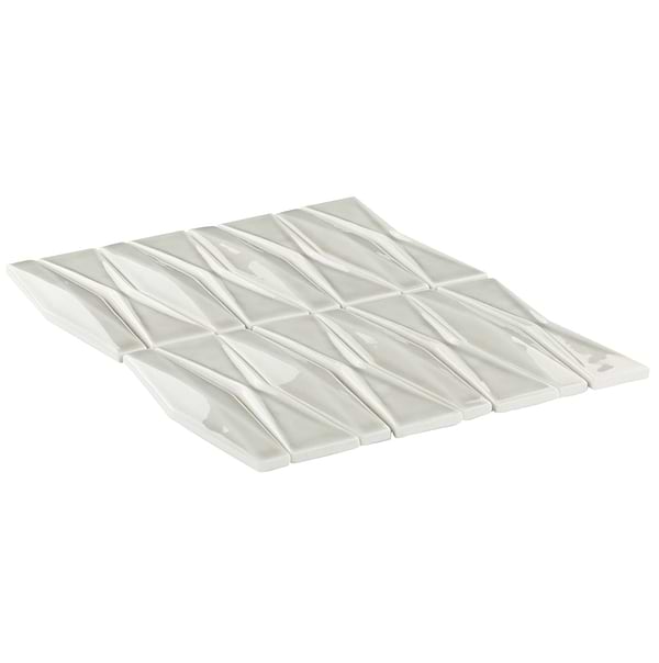 Nabi Harlequin Tundra Gray 2x8 Crackled Glossy Glass Mosaic Tile