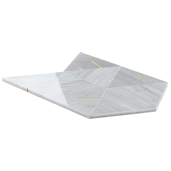 Ravi Gray Polished Marble and Brass Mosaic Tile