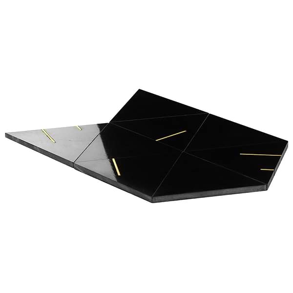 Ravi Nero Polished Marble and Brass 7x7 Mosaic Tile