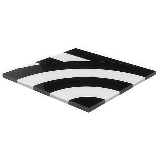 Arc Horizontal Viva 12x12 Polished Nanoglass and Marble Mosaic