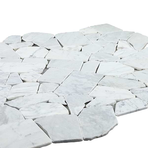 Nature Flagstone Jumbo Carrara Honed Marble Mosaic Tile
