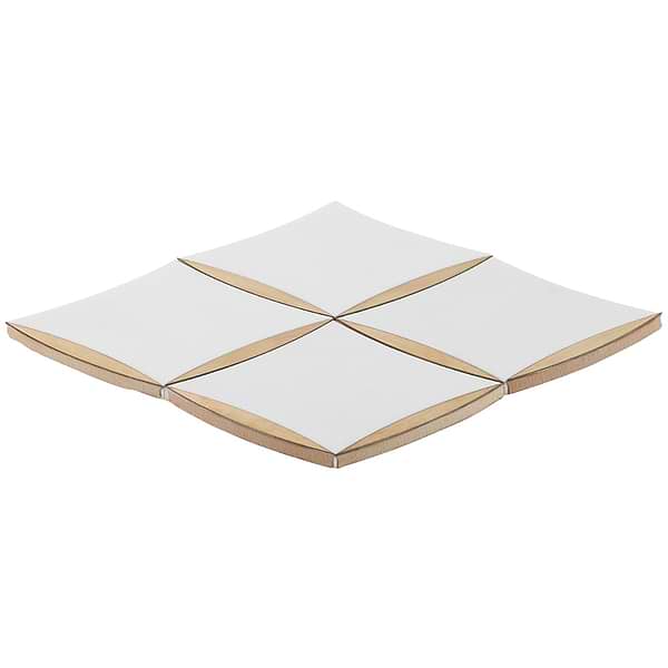 Lily Golden Polished Marble and Brass Mosaic Tile