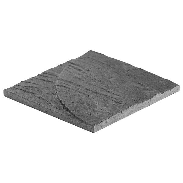 Trevino Carved Black 4x4 3D Satin Basalt Stone Tile