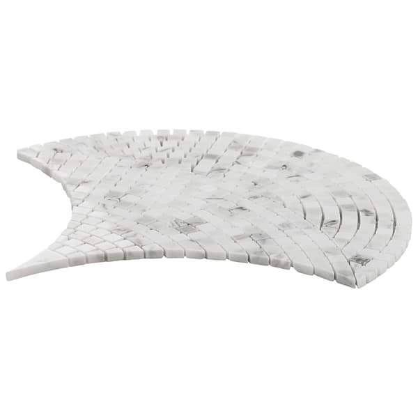 Breeze Drift Calacatta Gold Micro Marble Fan Mosaic Tile