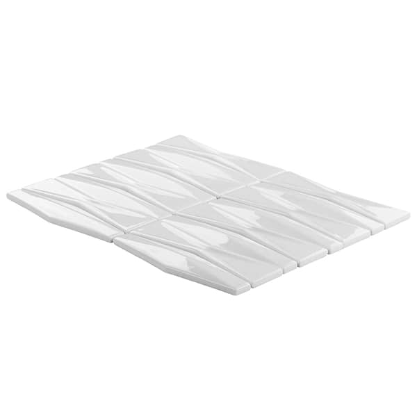 Nabi Harlequin Glacier White 2x8 Glossy Glass Mosaic Tile