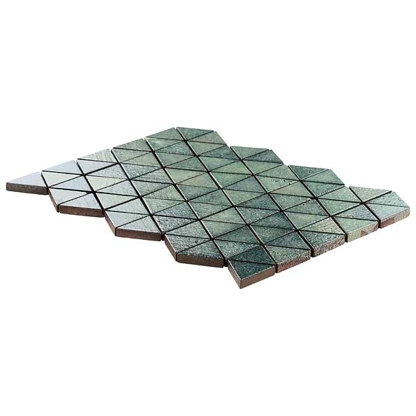 Bushwick Aquamarine Green 2" Triangle Glossy Lava Stone Mosaic Tile